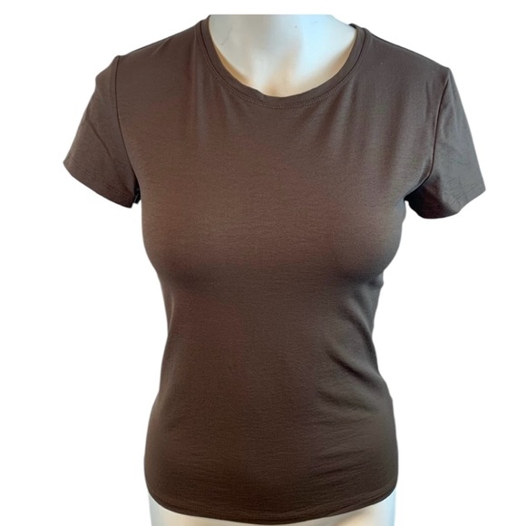 Apt 9 Stretchy Chocolate Brown Stretch T-Shirt- Small - Picture 1 of 6